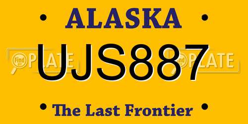 UJS887 Alaska License Plate