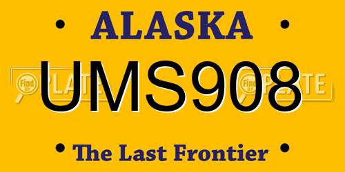 UMS908 Alaska License Plate
