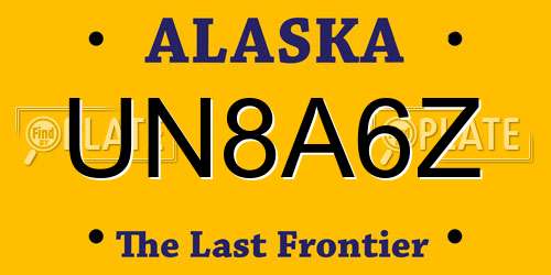 UN8A6Z Alaska License Plate
