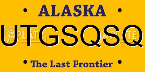 UTGSQSQ Alaska License Plate