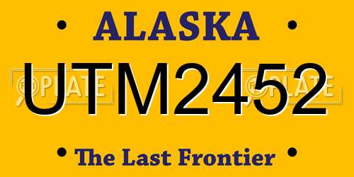 UTM2452 Alaska License Plate