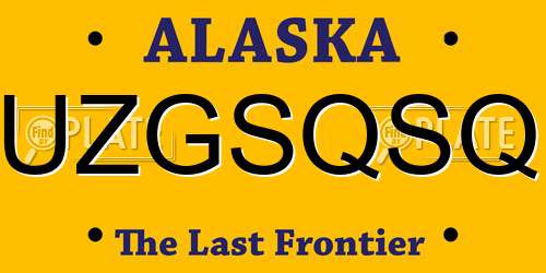 UZGSQSQ Alaska License Plate