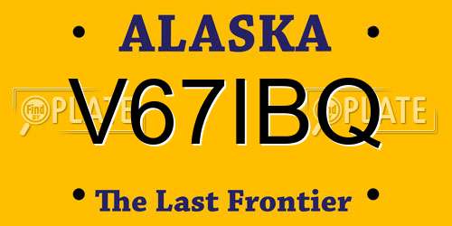 V67IBQ Alaska License Plate