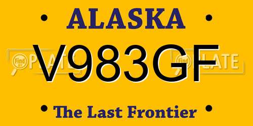 V983GF Alaska License Plate