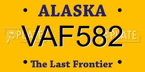 VAF582 Alaska License Plate