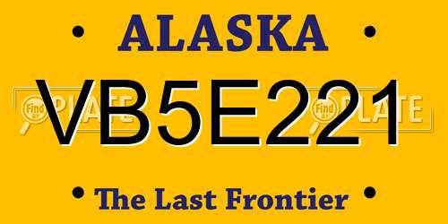 VB5E221 Alaska License Plate