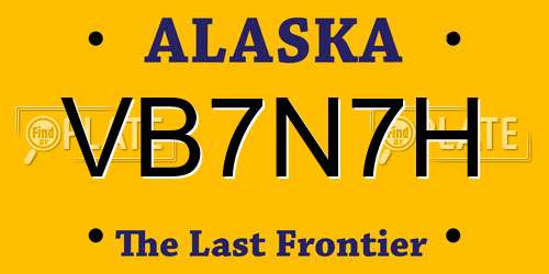 VB7N7H Alaska License Plate
