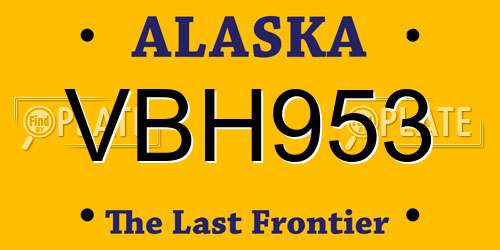 VBH953 Alaska License Plate