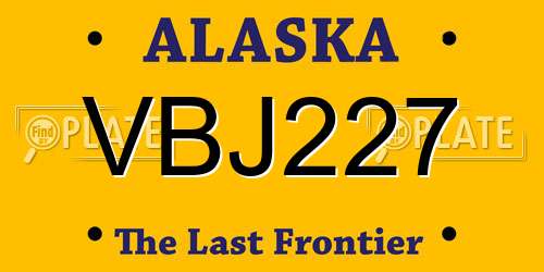 VBJ227 Alaska License Plate