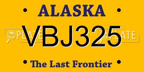 VBJ325 Alaska License Plate