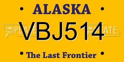 VBJ514 Alaska License Plate