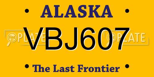 VBJ607 Alaska License Plate