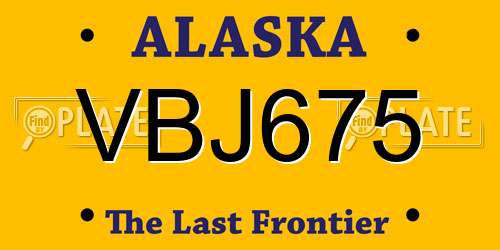 VBJ675 Alaska License Plate