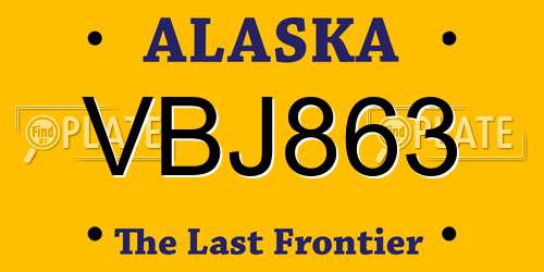 VBJ863 Alaska License Plate