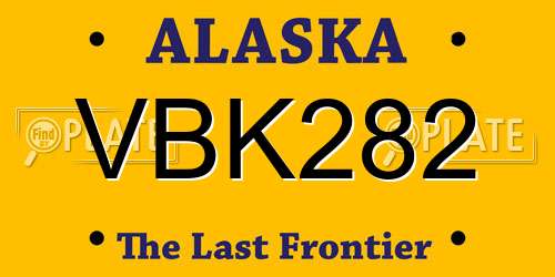 VBK282 Alaska License Plate