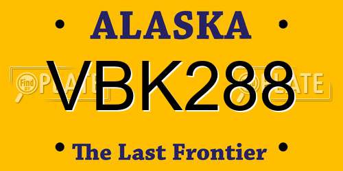 VBK288 Alaska License Plate