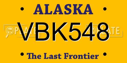 VBK548 Alaska License Plate