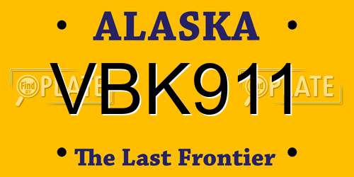 VBK911 Alaska License Plate