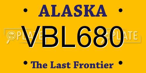 VBL680 Alaska License Plate