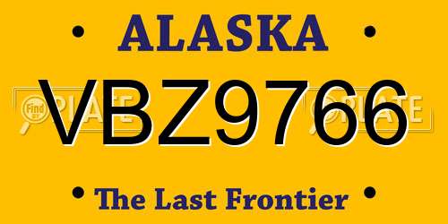 VBZ9766 Alaska License Plate