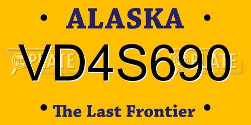 VD4S690 Alaska License Plate