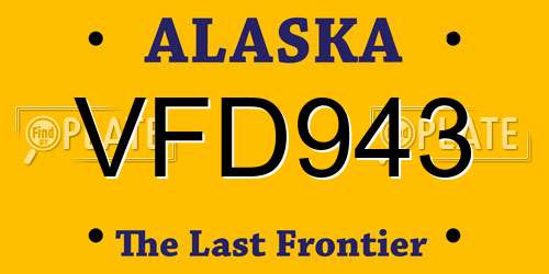 VFD943 Alaska License Plate