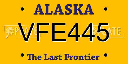 VFE445 Alaska License Plate