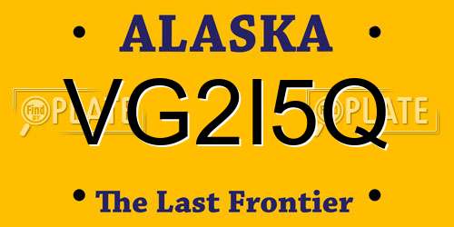 VG2I5Q Alaska License Plate