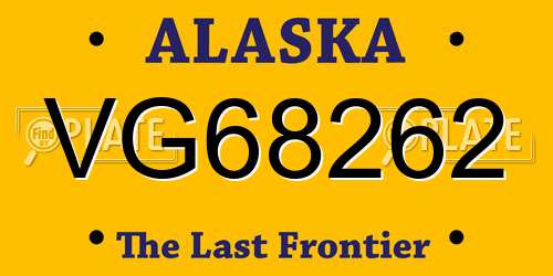 VG68262 Alaska License Plate