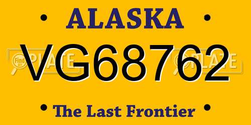VG68762 Alaska License Plate