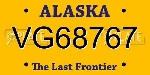 VG68767 Alaska License Plate