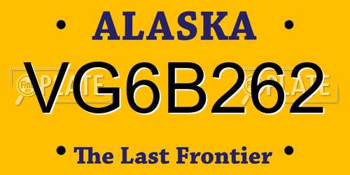 VG6B262 Alaska License Plate