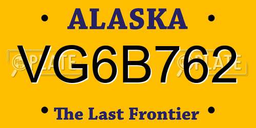 VG6B762 Alaska License Plate