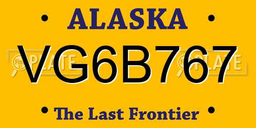 VG6B767 Alaska License Plate