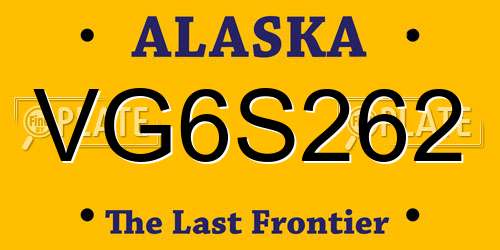 VG6S262 Alaska License Plate