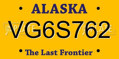 VG6S762 Alaska License Plate