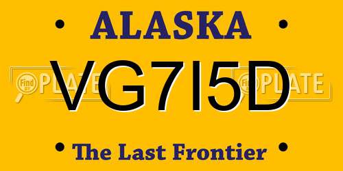 VG7I5D Alaska License Plate
