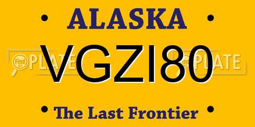 VGZI80 Alaska License Plate
