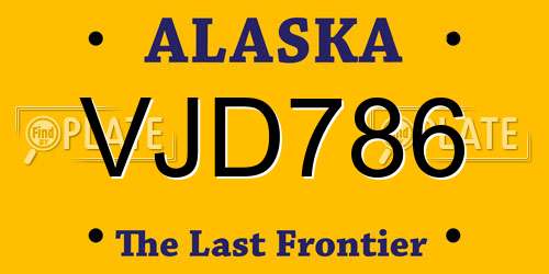 VJD786 Alaska License Plate