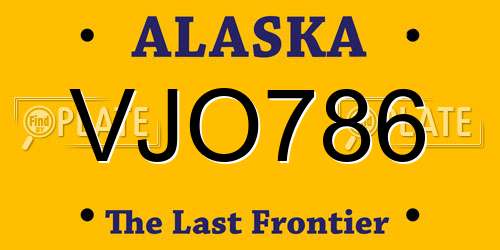 VJO786 Alaska License Plate