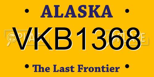 VKB1368 Alaska License Plate