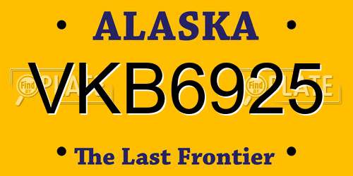 VKB6925 Alaska License Plate
