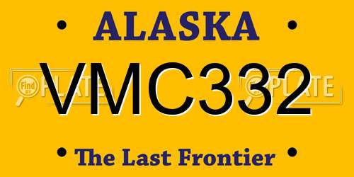 VMC332 Alaska License Plate