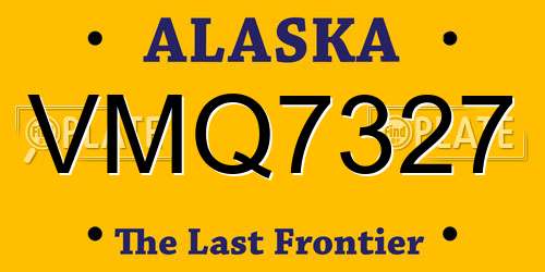 VMQ7327 Alaska License Plate