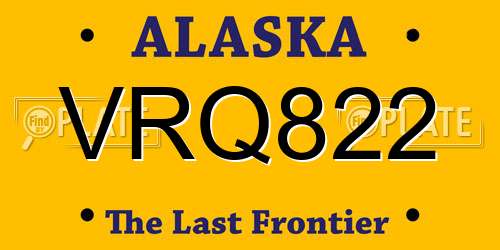 VRQ822 Alaska License Plate