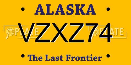 VZXZ74 Alaska License Plate