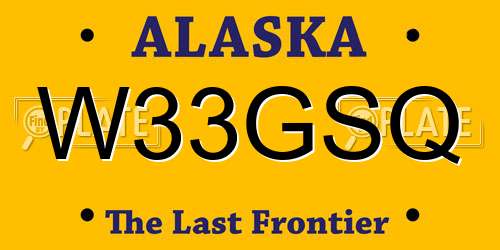 W33GSQ Alaska License Plate
