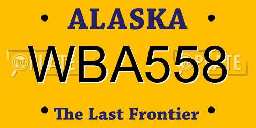WBA558 Alaska License Plate