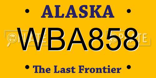 WBA858 Alaska License Plate