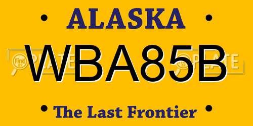 WBA85B Alaska License Plate